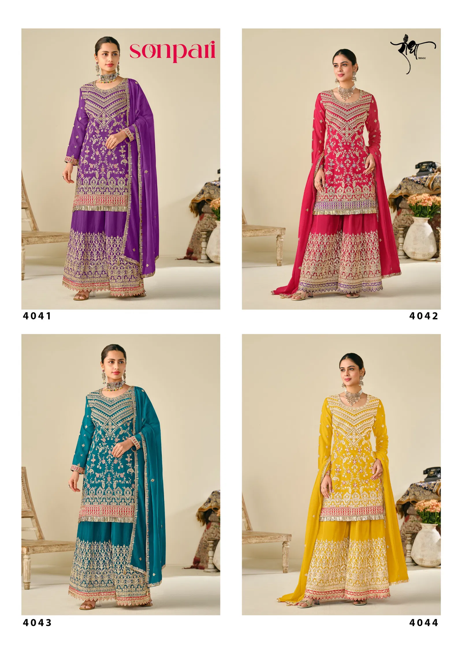 Sonpari By Radha Trendz Chinon Embroidery Readymade Suits Orders In India